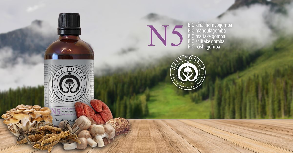 Naja Forest N5 bio Cordyceps, bio Mandula, bio Maitake, bio Shiitake, bio Reishi Étrend-kiegészítő
