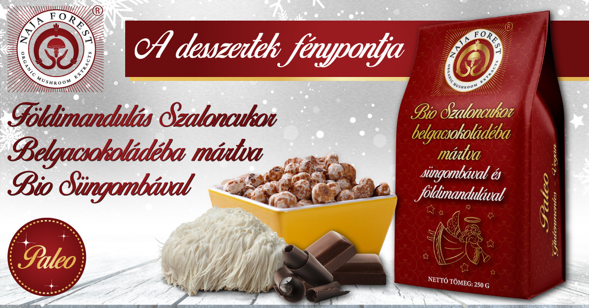 Naja Forest Paleo Szaloncukor belgacsokoládéba mártva bio süngombával és földimandulával