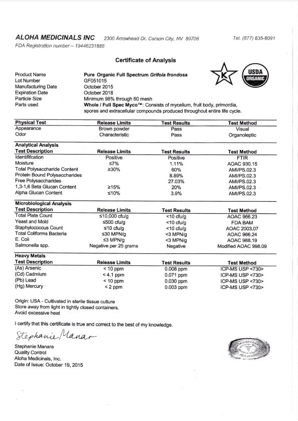 Naja Forest Kft. Bio Maitake Certifikáció